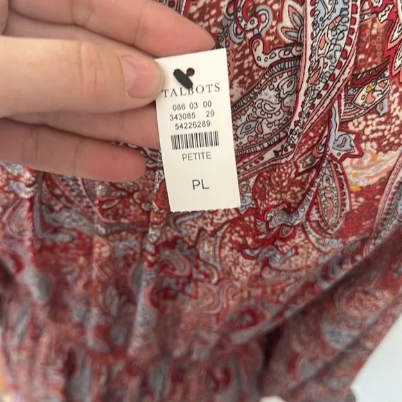 NWT Talbots Paisley Fall Dress Petite Large - Picture 8 of 9